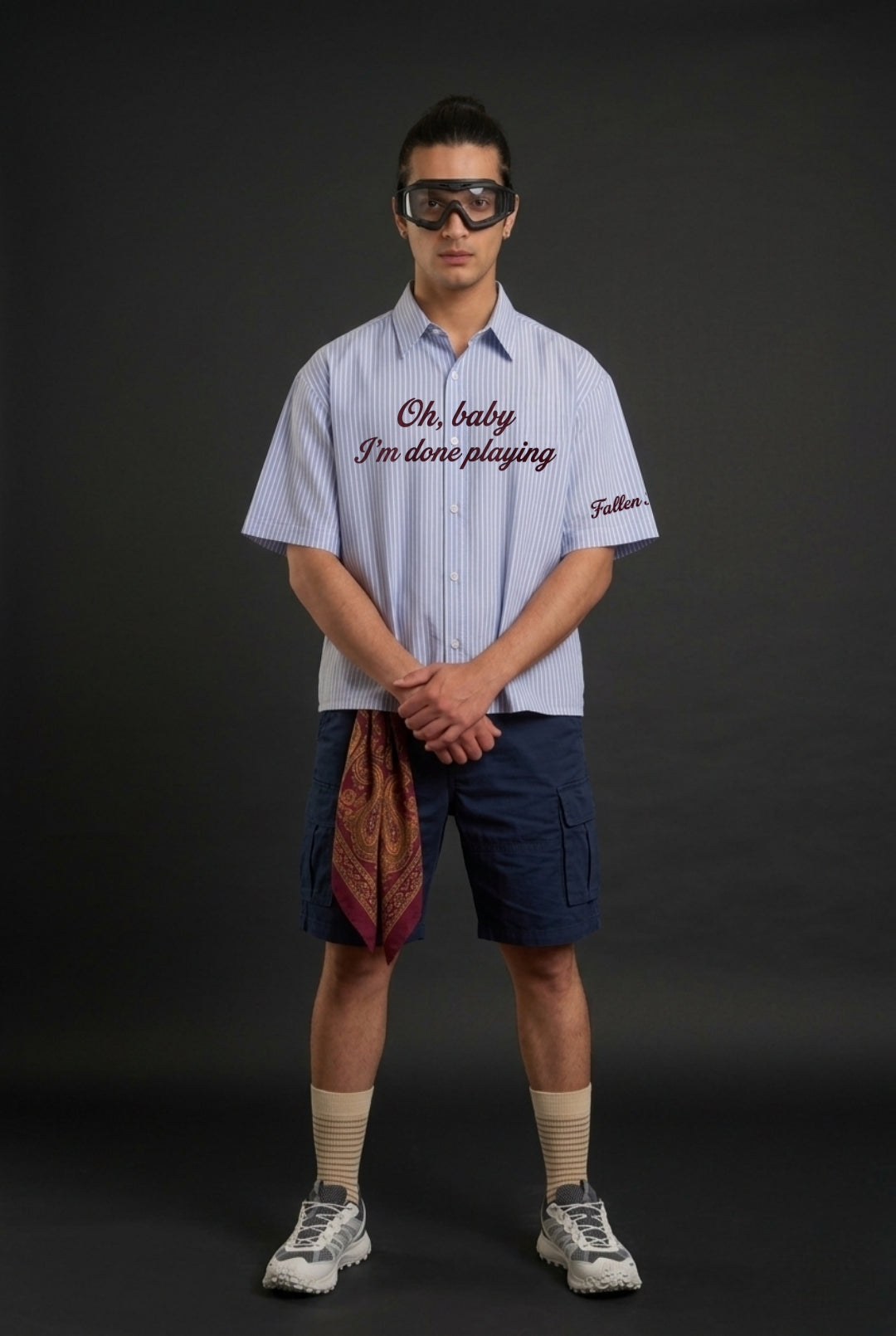 "I'M DONE PLAYING" | BLUE STRIPED OXFORD BOXY SHIRT